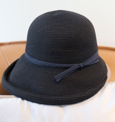 Foldable Visor Hepburn Bucket Hat Straw